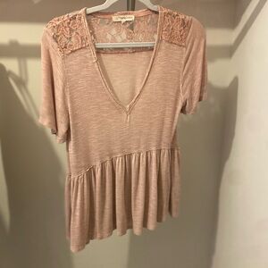 Rewind Mauve Lace Accent Blouse